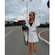 Комфортный Костюм: укороченное зип-худи + шорты свободный крой белый