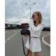 Комфортный Костюм: укороченное зип-худи + шорты свободный крой белый
