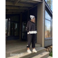 Спортивный костюм (кофта капюшон+штаны) трехнитка на флисе черный