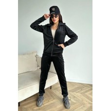 Спортивный костюмчик худи на змейке с капюшоном + штаны черный