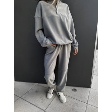 Спортивный костюм двухсторонний теплый флис серый