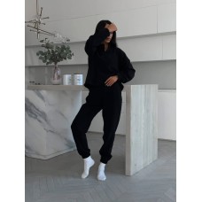 Спортивный костюм двухсторонний теплый флис черный
