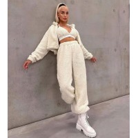 Костюм тройка мех тедди+двухнитка молоко