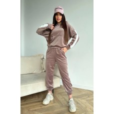 Спортивный костюмчик худи + штаны с лампасами мокко