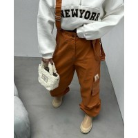 костюм (джинсовые брюки+свитшот накат) терракот + белый
