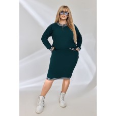 женский костюм (прямая юбка миди+кофта воротник стойка на молнии) бутылка