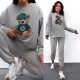Трикотажный костюм (штаны+кофта с аппликацией) двухнитка серый