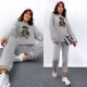 Трикотажный костюм (штаны+кофта с аппликацией) двухнитка серый