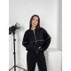 Теплый костюм из тринитки (кофта на молнии с кантом+свободные брюки) черный