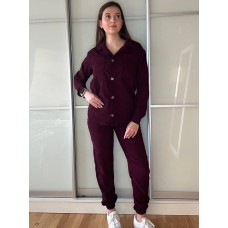 Костюм женский рубашка и брюки вельвет бордо