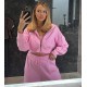 Актуальный Костюм : кофта + джоггеры  свободный крой розовый