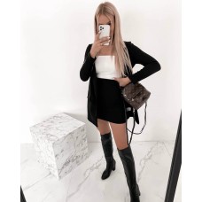 Женский костюм (мини юбка+пиджак) замша черный
