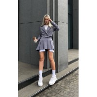 Костюмчик пиджак без подкладки и юбка серый