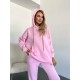 Спортивный костюм свободная кофта и штаны розовый