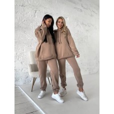Спортивный костюм свободная кофта и штаны бежевый