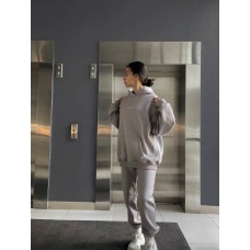 Костюм оверсайз из дорогой турецкой трехнитки ПЕНЬЕ на флисе жемчужно-серый