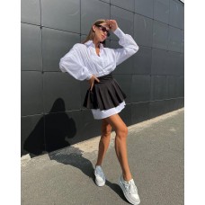 двойка рубашка и мини юбка черно-белый