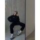Стильный теплый базовый костюм на каждый день черный