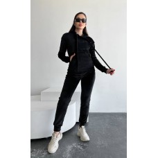 Мягкий уютный теплый плюшевый костюмчик худи и штаны черный