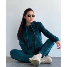 Мягкий уютный теплый плюшевый костюмчик худи и штаны изумруд