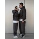Женский костюм оверсайз из серии FAMILY LOOK трехнитка на флисе +двойной капюшон черный