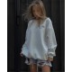 Теплый удлиненный свитшот OVERSIZE с трендовой надписью белый
