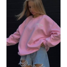 Теплый удлиненный свитшот OVERSIZE с трендовой надписью барби