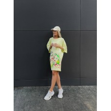 Платье-футболка свободный крой oversize с принтом Лайм