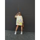 Платье-футболка свободный крой oversize с принтом Кремовый