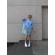 Платье-футболка свободный крой oversize с принтом Голубой