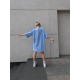 Платье-футболка свободный крой oversize с принтом Голубой