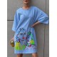 Платье-футболка свободный крой oversize с принтом Голубой