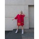 Платье-футболка свободный крой oversize с принтом Малина