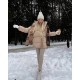 Женская теплая куртка на молнии и кнопках беж