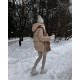Женская теплая куртка на молнии и кнопках беж