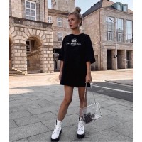 Трикотажное платье-футболка с коротким рукавом+накат черный