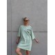 Футболка-платье oversize с качественным принтом Дональд Дак фисташка