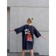 Футболка-платье oversize с качественным принтом Дональд Дак графит