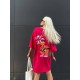 Футболка-платье oversize с качественным принтом Дональд Дак малина