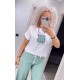 Супер стильный прогулочный костюм Брюки свободного кроя + футболка с качественным накатом фисташка