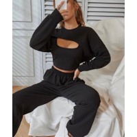 Костюм тройка спортивный трикотаж черный