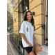 Летний костюм (футболка с ярким накатом+велосипедки) молочный+черный