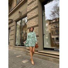 Изящное платье "Прованс" муслин принт зеленый