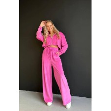 Спортивный костюм из мягкой ткани велюр плюш малина