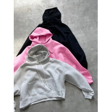 Укороченный оверсайз худи с капюшоном черный