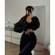 Костюм свободный крой : кофта + палаццо велюр черный