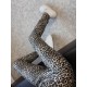 Кожаные лосины в  леопардовый принт коричневый