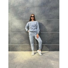 Спортивный костюм теплый удобный (манжеты+горловина рибана) трехнить на флисе серый