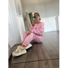 Спортивный костюм (укороченная кофта на молнии+штаны низ на резинке) розовый