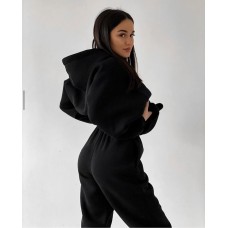 Спортивный костюм ( толстовка oversize + джоггеры) трехнитка на флисе черный